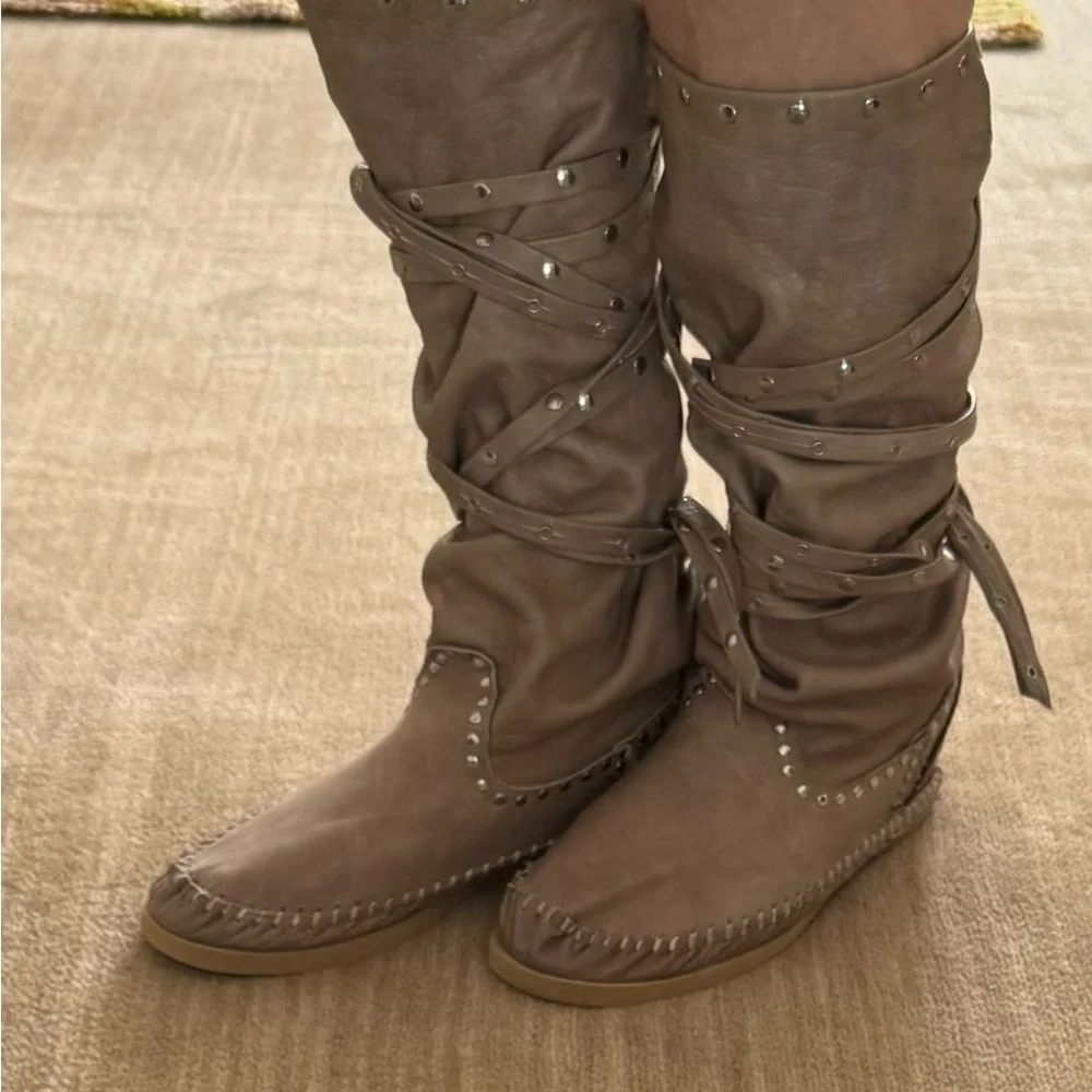 LEATHER  Slouch women’s boots - Picture 3 of 10